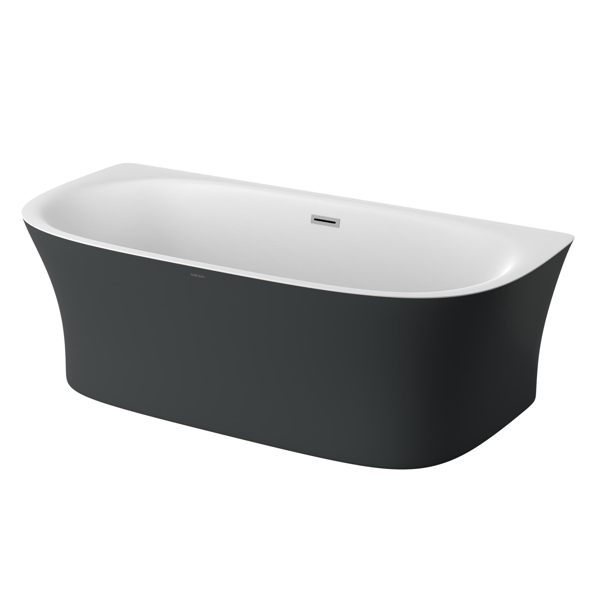 Mat antrasit ve beyaz renkli akrilik bağımsız küvet